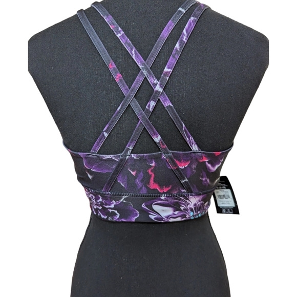 Athletic Works Sports Bra Sz Medium Trendy Floral Double Cross Back  padded Supt - Picture 2 of 10